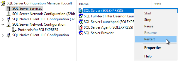 Restart SQL Server