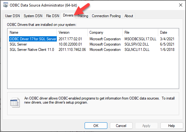 Python-DB-ODBC-Driver-Exists