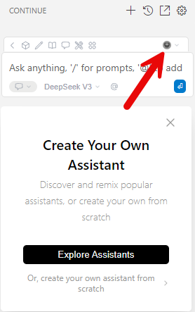 Continue Assistants Dropdown