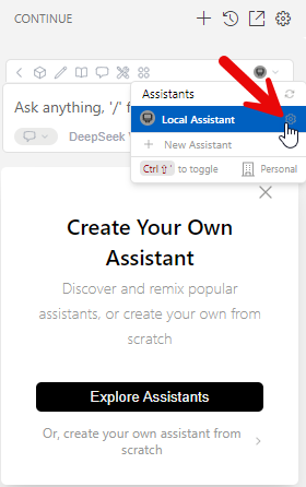 Continue Assistants LocalAssistant Config