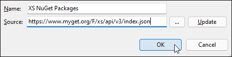Add XS NuGet Package Source Details