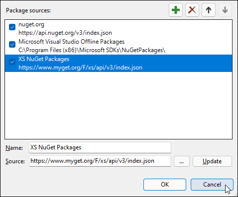 After adding the NuGet Package Source Details