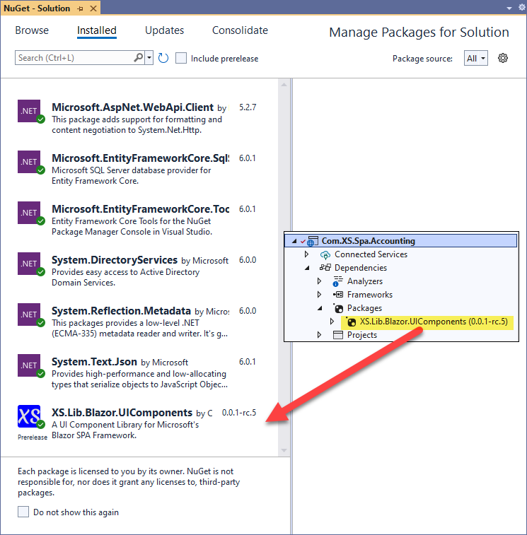 NuGet Package is Installed